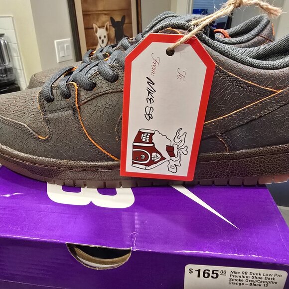 Nike SB Dunk Low Dark Smoke Grey Campfire Orange KRAMPUS DUNK Mens 10.5 2025 NEW - Picture 2 of 12